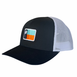 Black and White Sportsman Mesh Flag Cap